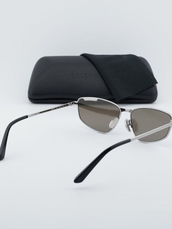 Balenciaga BB0277S 003 Unisex Rectangle Sunglasses - Ruthenium / Blue main image 9
